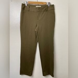 Michael Kors Career Dress Pants Olive Green Flat Front Stretch Casual Size 10